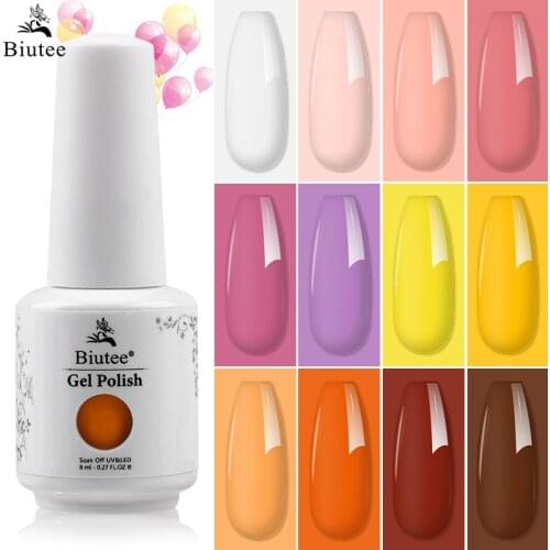 Biutee Gel Nail Polish Manicure for Nails Semi Permanent Vernis 8ml UV LED Gel Soak Off Base Top Coat Nail Lacquer Nail Art Gel