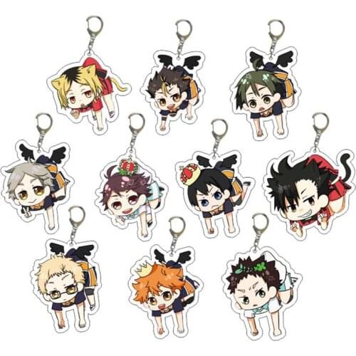 Haikyuu! Karasuno Nekoma Anime Karasuno High School Doomed Battle Metal Keychain for Unisex Keyring Pendant Key Chains Kids Gift