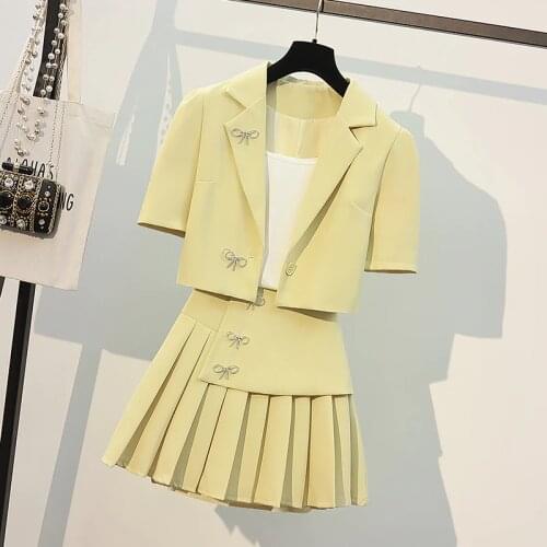 Large Size Summer Suit Three Skirt Set High Waist Elegant Ensemble Femme Survetement Year-old Female Costume Clothes For Women