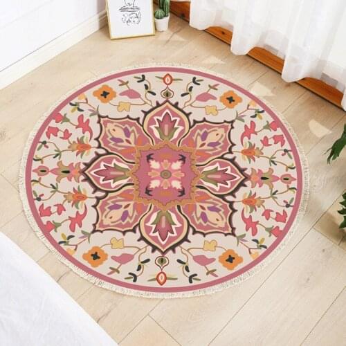 Cotton Tassel Home Weave Round Weaving Carpet Living Room Bedroom Hanging Basket Anti-slip Wear-resisting Retro Bohemian Rugs