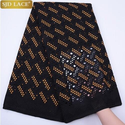 SJD LACE Nigerian Cotton Lace Fabric Embroiderey African Cotton Lace Fabric Eyelet Swiss Voile Lace For Ghana Wedding Sew A1786