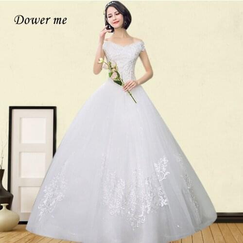 Lace Wedding Dress GR703 Off The Shoulder Vestidos De Novia 2020 Boat Neck Wedding Gowns Embroidery Wedding Dresses Plus Size