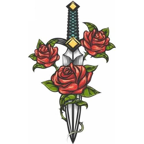 Hot Nife Knife Rose Flowers Anime Car Stickers Scratch-Proof Decal Waterproof Decor Car Assessoires KK13*8cm