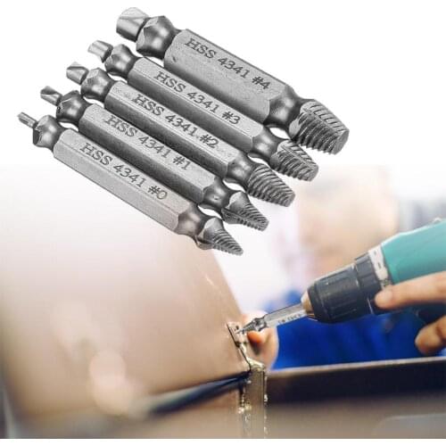 6pcs Damaged Screw Extractor Drill Bits Guide Set Broken Speed Out Easy out Bolt Stud Stripped Screw Remover Tool