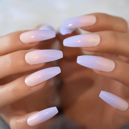 Fadeing Line Optionals Turns To Blue Nails Echiq Extra Long Nails Press On Nails Full Cover Coffin Supplies For Professionals