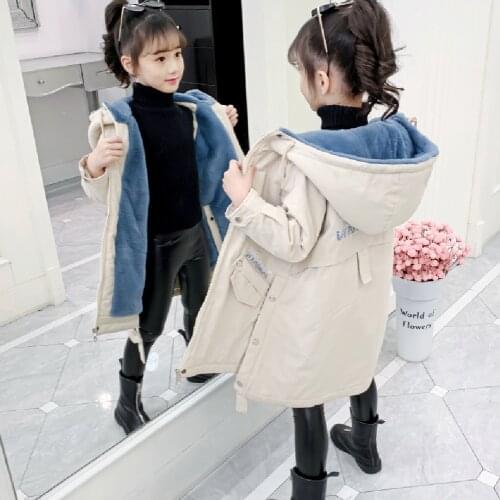 Girls ParkasCotton Jacket Winter New Thick Childrens Coat Girls Plus Fleece Warm Jacket Windbreaker For Kids Clothing TZ790