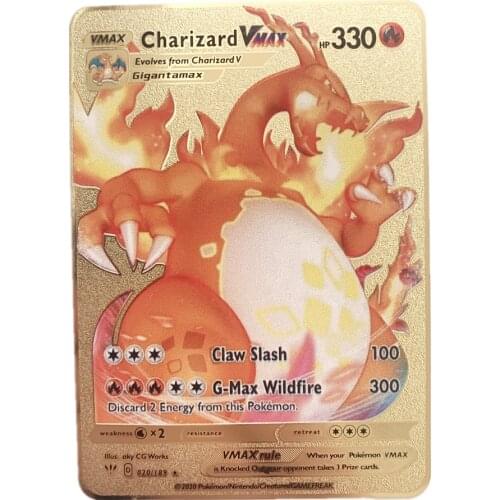 Pokemon Cards Classic Collection Gold Metal Trading Fire-breathing Dragon Game Label Team Battle Carte Series Childrens Toys