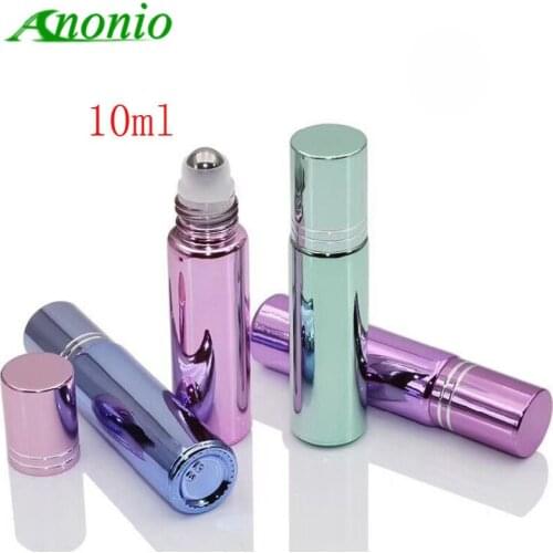10ml Perfume Empty Glass roller bottle With Gold Lid Electroplated roll on bottles for essential oils Deodorant Containers D0C