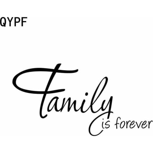 QYPF 15cm*7.5cm FAMILY IS FOREVER Fashion Vinyl Written Words Car Sticker Decal Black/Silver C15-0039