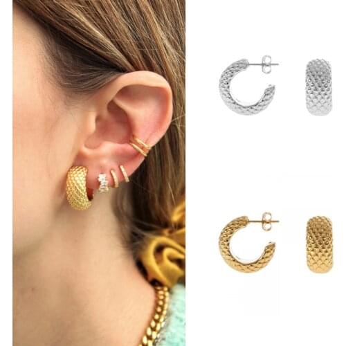 CRMYA Boho 2021 Trend Gold Filled Silver Color Mamba Luxury Earring Stud Hoop Earrings Punk Fashion Jewelry