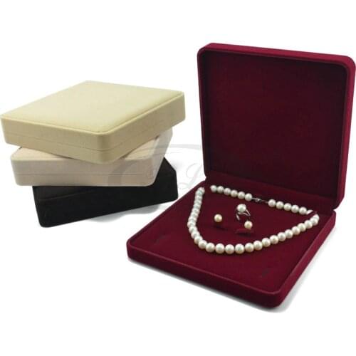 Jewelry Set Box 19x19x4cm Necklace Earring Ring Gift Box Velvet Wedding Packaging Favor Holder Jewelry Display Storage Box Case