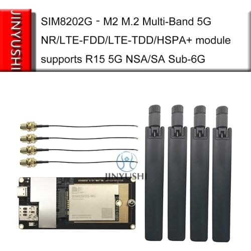 SIMCOM SIM8202G‐M2 M.2 5G module Kits USB adapter 5G antenna Multi-Band NR/LTE-FDD/LTE-TDD/HSPA+ supports R15 5G NSA/SA Sub-6G