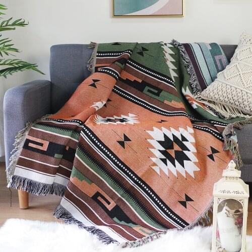 Nordic Wind Line Blanket Sofa Throw Blanket Sofa Towel Double-sided Use Blankets and Throws Home Decorative