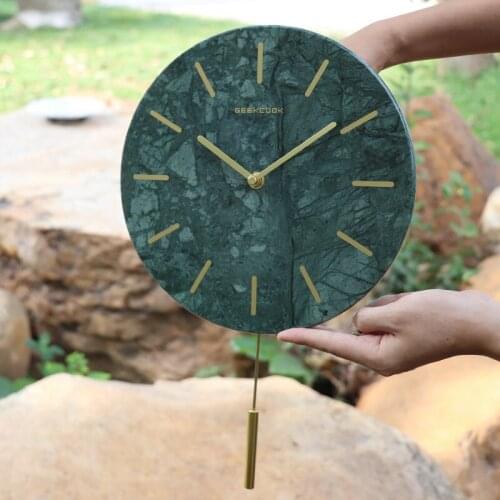 Nordic marble wall clock creative fashion living room mute quartz clock bedroom home modern minimalist wall charts