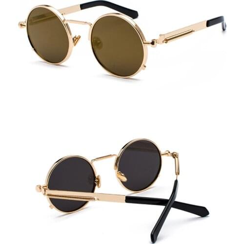 1PC Vintage Men Sunglasses Women Retro Punk Style Round Metal Frame Colorful Lens Sun Glasses Fashion Eyewear Gafas sol mujer