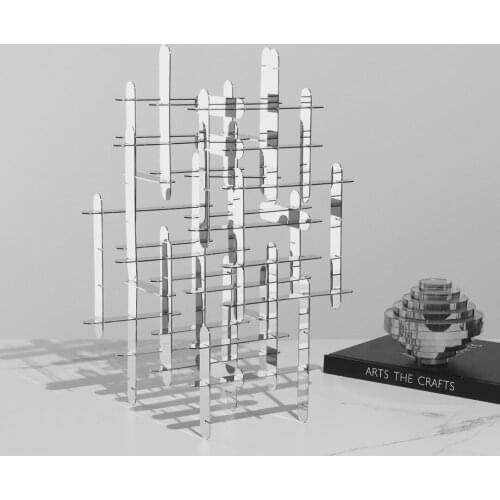 Modern Geometric Interlaced Black Silver Metal Creative Decoration Model Room Living Room Desktop Soft Decorations Ornaments