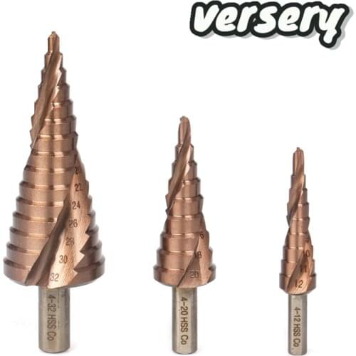 Free Shipping M35 Cobalt Step Drill Bits 4-12/4-20/4-32mm HSS Drill Bit Kit Spiral Groove Triangle Hex Shank For Stainless Steel