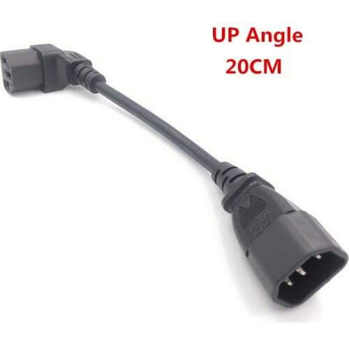 IEC 320 C14 Male to C13 Female PDU/UPS Extension Power Cable Connector Up/Down 90 degrees Right Angle