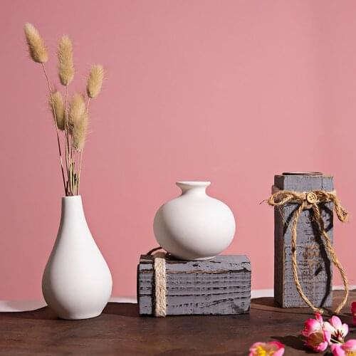 INS Flower Vase Decoration Ceramic Small Vase White Crafts Flower Bottle Living Room CeramicThe Nordic Minimalist Style