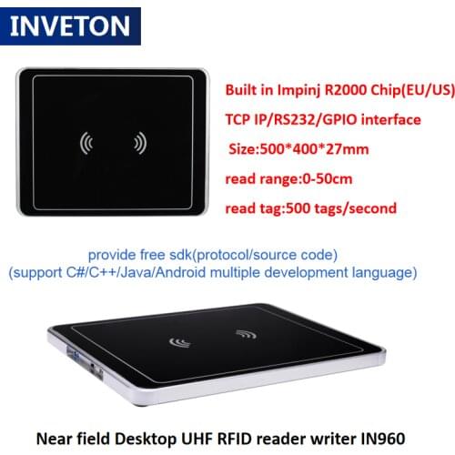 Ethernet/rs232 Integrated UHF RFID Desktop Antenna Reader Read Range 50cm Near-Field for Laundry/Jewelry/Library Management