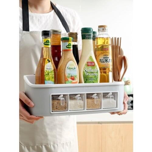 Drawer Type Seasoning Storage Box Storage Rack Set Kitchen Monosodium Glutamate Salt Pot Household Seasoning Box Combination