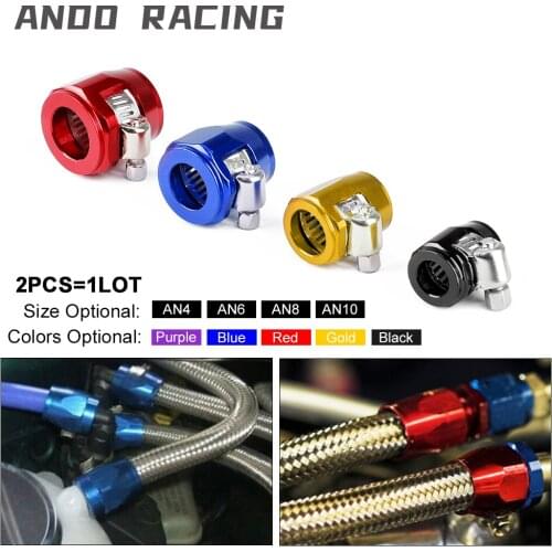 1lot=2pcs Hose Clamp AN4 AN6 AN8 AN10 AN12 Fuel Pipe Clip Oil Water Tube Hose Fittings Finisher Clamps Hex Finishers