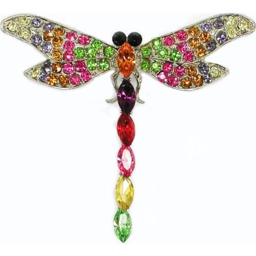 12pcs/lot Wholesale Fashion Brooch Rhinestone Dragonfly Pin brooches Jewelry gift C102227