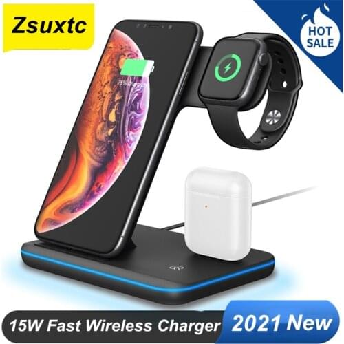 Araceli 15 W Z5 Split 3 In 1 Multi-function Fast Wireless Charger for Mobile Phone Headset Smart Watch Wireless Charger