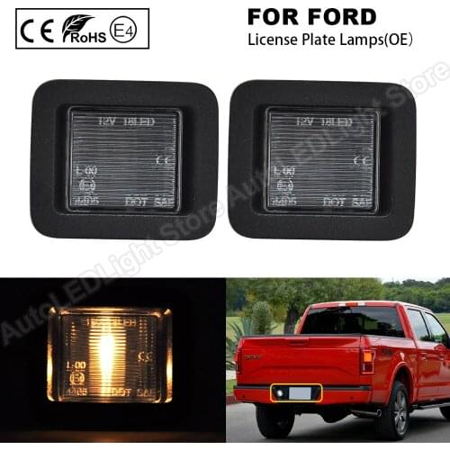 2pcs OEM style+two bulbs License Plate Lights Number Plate Lamp For FORD F150 2015