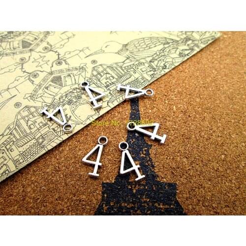 30pcs Antique Tibetan Silver Number 4 Charms Pendants Number four Charms Jewelry Making 15x7mm