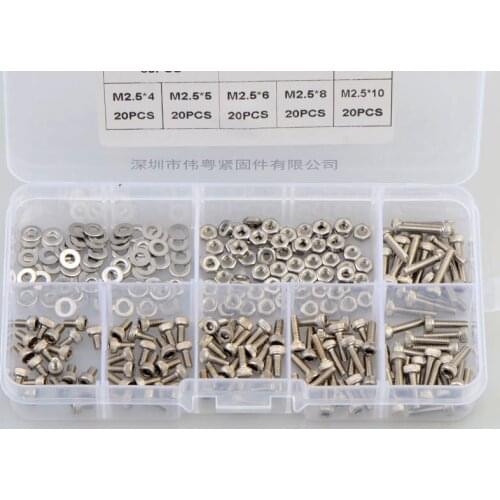 304 Stainless Steel Cup head Inner-hexagon Screws With Accessories Nut Combination Suit Cheese head Screw 250pcs