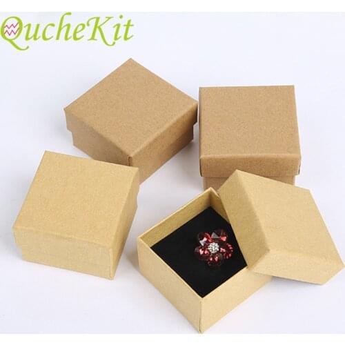 6pcs Kraft Paper Jewelry Packaging Box Wedding Engagement Ring Box Pendant Jewelry Display Holder Box Jewelry Storage Organizer