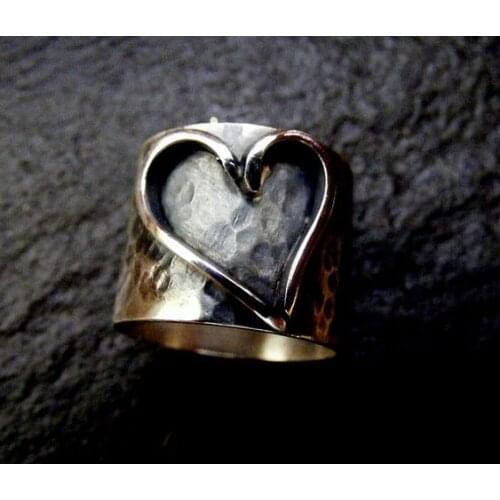 925 STERLING SILVER TUMBLED HEART DESIGN RING