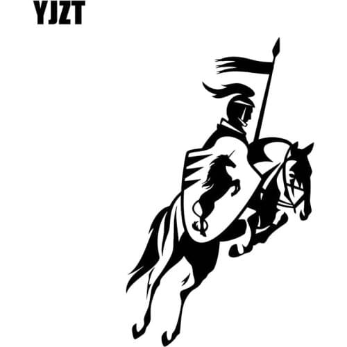 YJZT 9*14.8CM Powerful Brave Knight Rider Covering The Body Cool Warrior Decal Black/Silver Car Sticker Vinyl C20-1721