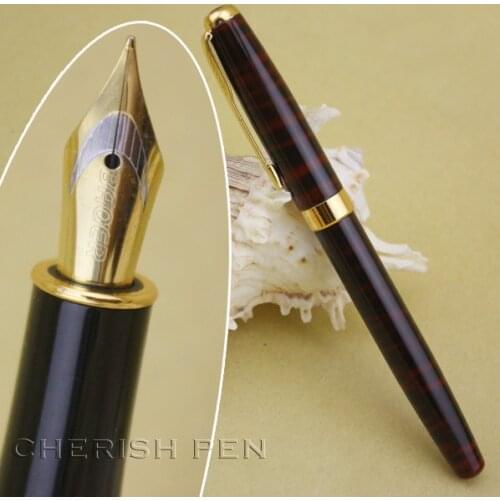 Baoer 388 Good Quality Red Polished and Golden inking pens Arrow Clip M Nib Ink/Luxury/Brand/Steel/Fountain pen Free Shipping