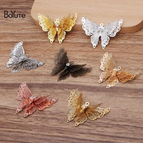 BoYuTe (10 Pieces/Lot) 25*35MM Metal Brass Necklace Pendant Butterfly Diy Hand Made Jewelry Accessories Wholesale