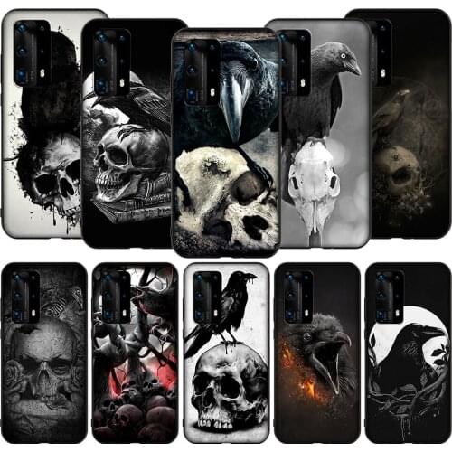 T42 Crow Skull Raven Moonlight Case for Huawei P9 P10 P20 P30 P40 Y6 Y7 Y9 Lite Pro Max Prime Mini 2019