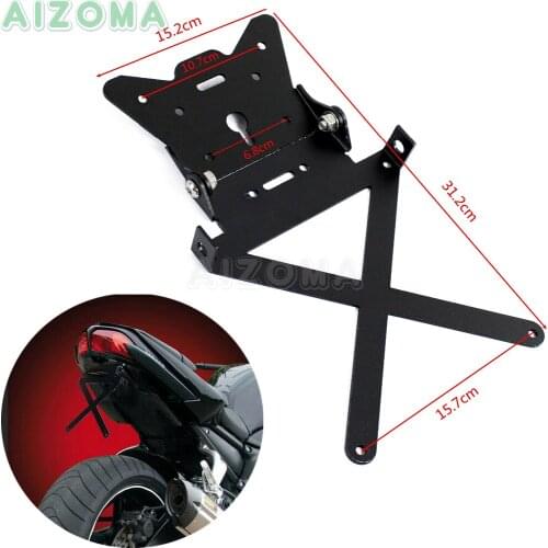 Black Tail Tidy License Plate Number Tag Mount Aluminum X-Plate Brackets Motorcycle Universal For Kawasaki Yamaha Suzuki Ducati