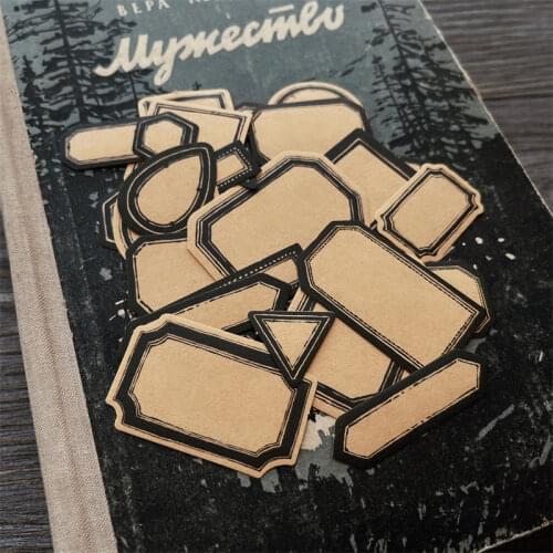 27Pcs Retro Kraft Paper Tag Black Stickers Japanese Style Geometry Shape Label Craft Paper DIY Planner Photo Albums Stickers