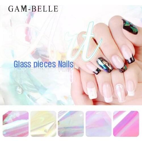 GAM-BELLE 5 Pcs Holographic Nail Art Glitter Starry Laser Nail Art Decorations Stickers 3D Accessories Design Manicure Tools