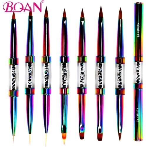 Nail Art Mink Brush Double Head Metal Handle Kolinsky Acrylic Nail Brush Gel Builder Manicure Brush Good Quality Drawing Tools