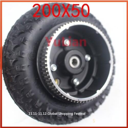 200X50 Wheels With Drive Gear 8X2" Tire and Inner Tube for Electric Scooter Wheel Chair Truck Pneumatic Trolley Cart