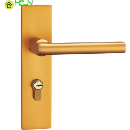 Space Aluminum Golden Mute Lock Indoor Lock Have Bedroom Door Toilet Lock Double Tongue Hand Lock