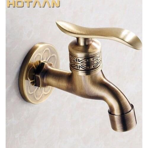 Bibcock faucet tap crane Antique Brass Finish Bathroom Wall Mount Washing Machine Water Faucet Taps YT-5161-B