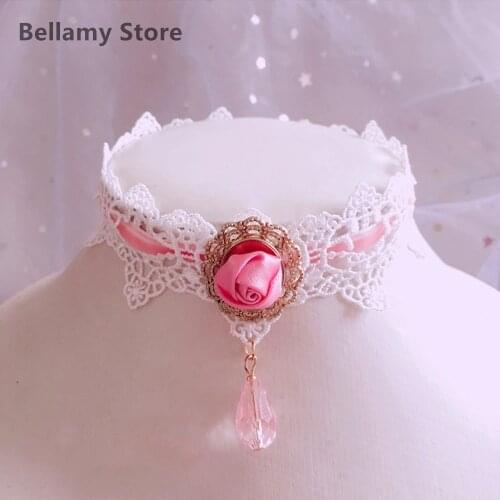 Hand made Lace pearl soft girl choker
