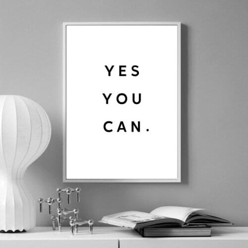 Minimalist Black White Motivational Quotes Yes You Can Never Give Up Wall Art Canvas Posters And Prints Modern Home Decoration22