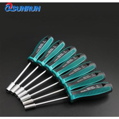 (1pcs) External Hexagon Socket Screwdriver Set 3-14mm CRV Steel Hex Wrench Hand Tool Hexagonal Socket Wrench Nut Driver