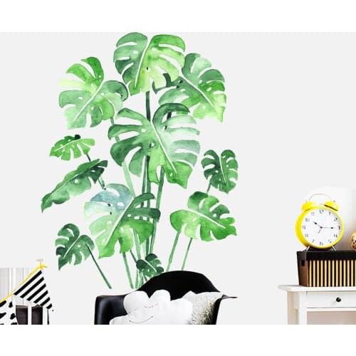 Nordic Style Green Plant Leaf Wall Sticker Home Living Room Decoration Aesthetic Teenager Posters Home Decor on The Wall Mural
