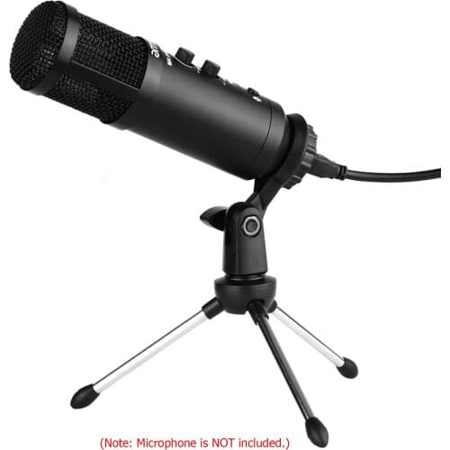 Foldable Desktop Microphone Tripod Stand 5/8 Inch Threaded Mount Portable Mic Desktops Support Rotatable Mic Holder for Meetings
