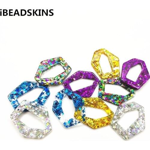 New arrival! 41x35mm100pcs/lot acrylic Cone-shape Built-in sequins charms for earring/Jewelry DIY making#LCDKCS1510-07